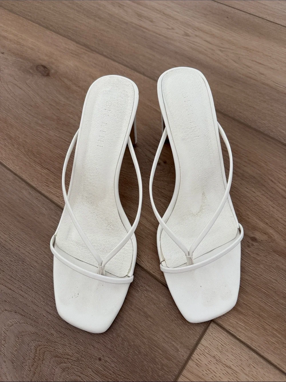 Billini Silas White Strappy Square-Toe Heeled Sandals